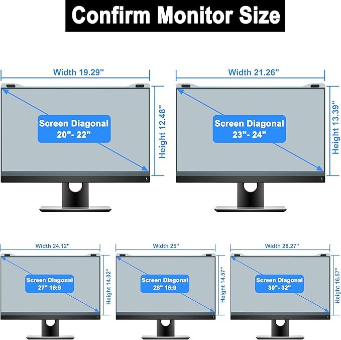 ZYY 30-32 Inch Anti Blue Light Screen Protector for Diagonal 30,31.5,32 Monitor, Desktop PC UV Blocking Filter (W 28 1/4 x H 16 9/16) for Eye Strain, Hanging Computer Screen Blue Light Blocker