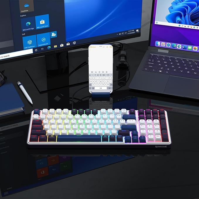 Redragon K744 PRO 99 Keys Wireless Gasket RGB Gaming Keyboard, 3-Mode Mechanical Keyboard w/Hot-Swap Socket, Round PBT Keycaps & 5-Layer Noise Dampening, Custom Linear Switch
