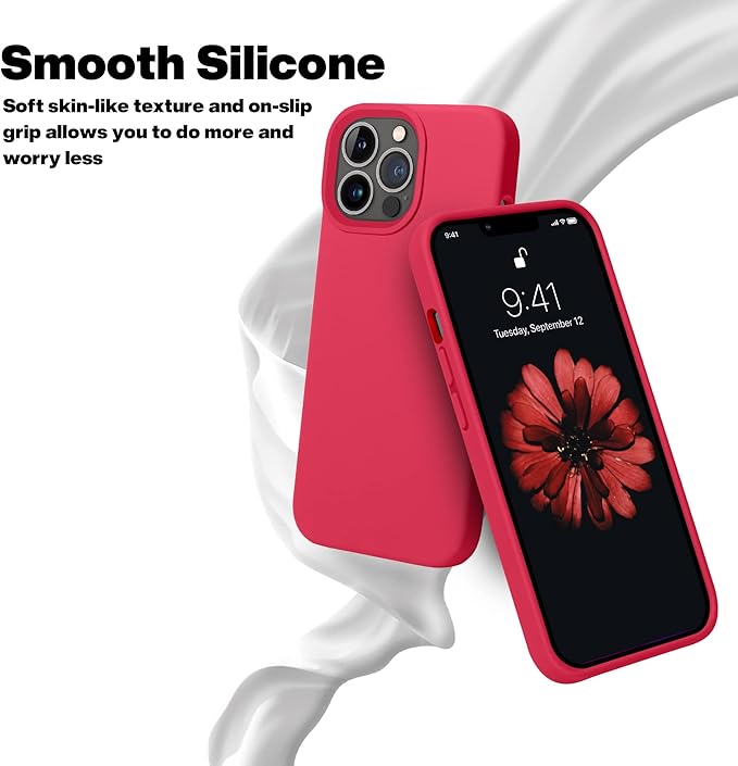 OTOFLY Designed for iPhone 13 Pro Max Case, Silicone Shockproof Slim Thin Phone Case for iPhone 13 Pro Max 6.7 inch (Red)