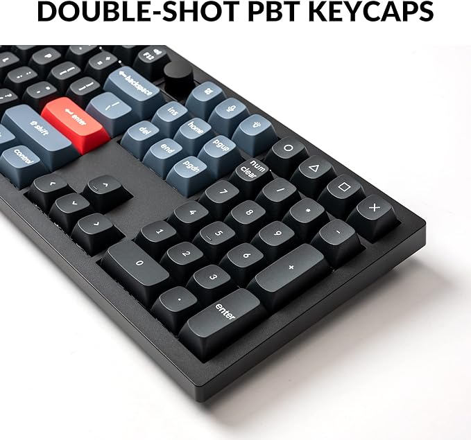 Keychron V6 Wired Custom Mechanical Keyboard Knob Version, Full-Size QMK/VIA Programmable Macro with Hot-swappable Keychron K Pro Red Switch Compatible with Mac Windows Linux Black (Non-Transparent)