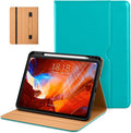 DTTO for iPad Pro 11 inch Case (M5/M4) 2025/2024, Premium Leather Business Folio Stand Cover with Pencil Holder - Auto Wake/Sleep and Multiple Viewing Angles, Cyan Blue