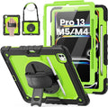HXCASEAC for iPad Pro 13 Inch Case (M5/M4) 2025/2024, Shockproof Design with Pencil Holder, Protector, Rotating Stand, Hand Strap, Heavy Duty Protective iPad Pro13 Cover A3360 A3361 A2925 A2926,Green