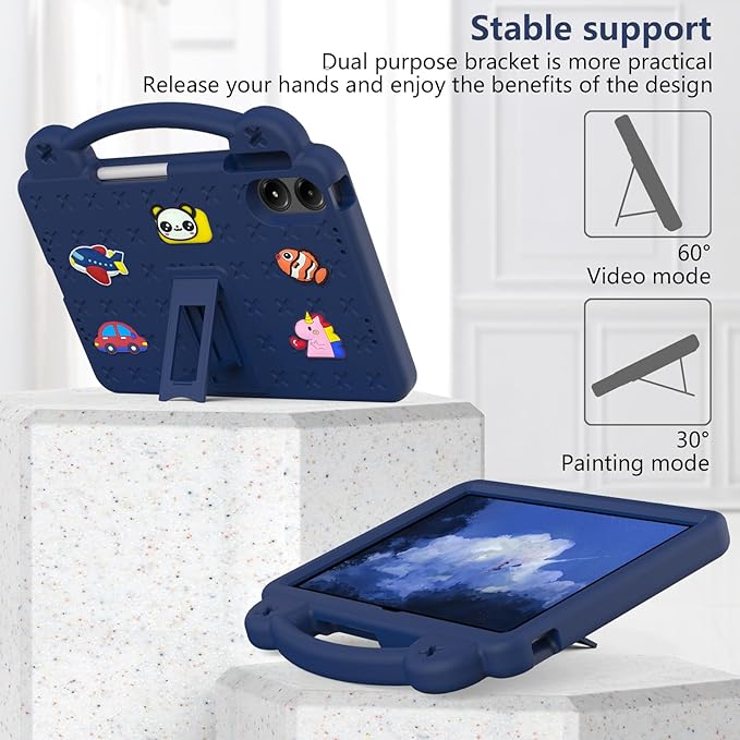 AKABEILA Compatible with Apple iPad Pro 12.9(2018/2020/2021/2022)/Air 13(2026) M4(2025) M3(2024)/Pro 13(2025) M5(2024) Tablet Case, Cases with Shoulder Strap & Stand Handle & Pen Tray Navy Blue
