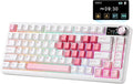YUNZII B75 PRO MAX QMK/VIA Wireless Mechanical Keyboard,75% Layout with Screen and Knob,Custom Hot Swap Gasket,Creamy Pre-lubed Switches,Bluetooth/Type-C/2.4G for Win/Mac (White Heart,Candy Switch)