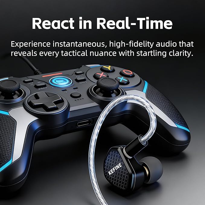 Klean in Ear Monitor, Wired Gaming Earbud, 10mm DLC Diaphragm Dynamic Driver, Wired Earbuds, Interchangeable Tuning Nozzles, HiFi IEM for Audiophile, Musician & Gaming (with Mic USB-C)
