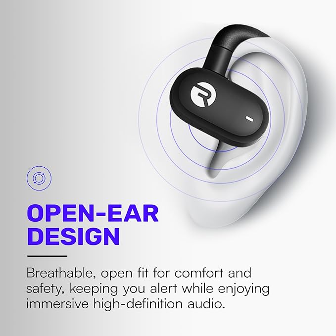 Raycon Fitness Open Ear Earbuds – Open Ear Headphones, Earbuds Wireless Bluetooth, Running Headphones, Sweat & Water-Resistant Earphones, 40 Hours Battery Life (Blue)