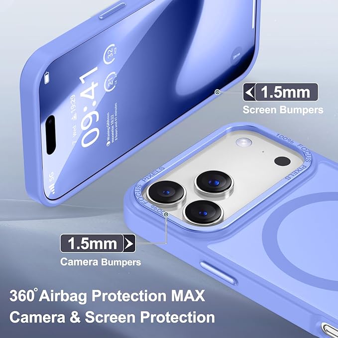 Newfuture Magnetic for iPhone 17 Pro Case [Compatible with Magsafe] [Military Grade Drop Protection] Translucent Matte Anti-Scratch Shockproof Protective Phone Cover 6.3 Inch, Light Purple