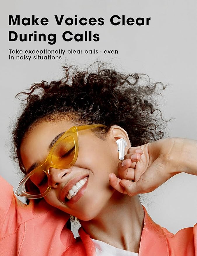 ZZU Wireless Earbuds Bass Stereo Headphones Bluetooth 5.3 Ear Buds, 48H Playtime, LED Display in Ear Earphones with Mic, IPX7 Waterproof, Touch Control Lightweight for iPhone/Sports/Laptop White