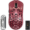 ATTACK SHARK R5 Ultra Wireless Gaming Mouse,39g Superlight Carbon Fiber Hollowed-Out,PAW3950MAX Optical Sensor Nordic 52840 MCU 8K Polling 42K DPI,Tri-Mode Programmable Mice with Coiled Cable-Red
