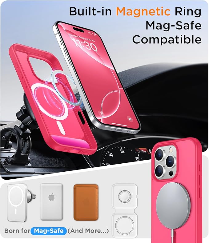 Magnetic Compatible with iPhone 16 Pro Max Case, [Built-in Invisible Kickstand][Compatible with MagSafe][Military Grade Shockproof] Slim Translucent Matte Phone Case for iPhone 16 Pro Max 6.9"