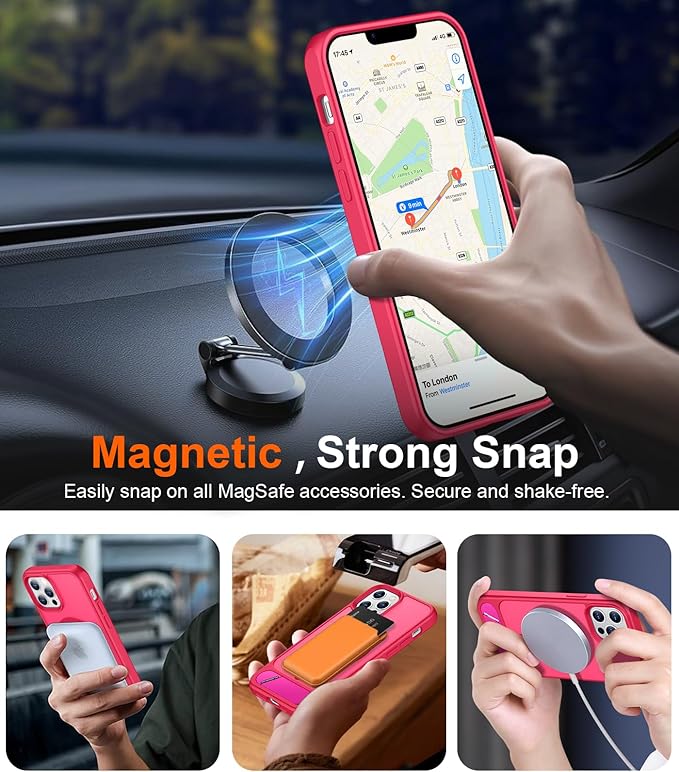 Magnetic Compatible with iPhone 12 Case & iPhone 12 Pro Case, [Built-in Invisible Kickstand][Compatible with MagSafe][Military Grade Shockproof] Slim Translucent Matte Phone Case 6.1"