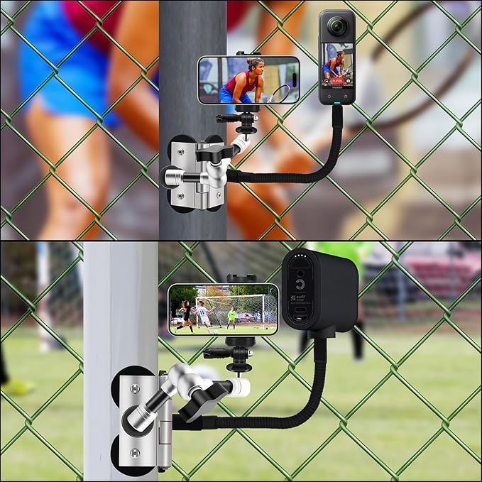 Magnetic Fence Mount for Mevo Start,Chain Link Fence Game Changer Mounting Kit for Baseball,Softball,Tennis,Picklebal Games Recording for GoPro,for iPhone,Pocket Rader,for Insta 360 X5 Action Cameras