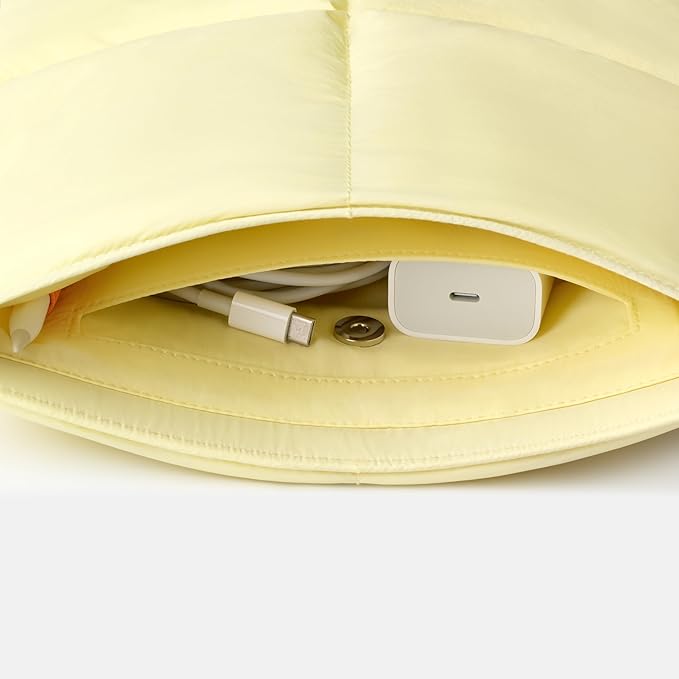 Comfyable Puffy 9-11 Inch Tablet Sleeve Compatible for 11 Inch iPad Pro M5, iPad Air M4 2026 with Magic Keyboard, Quilted Puffer Vertical Tablet Carrying Case for Women Men, Butter Yellow