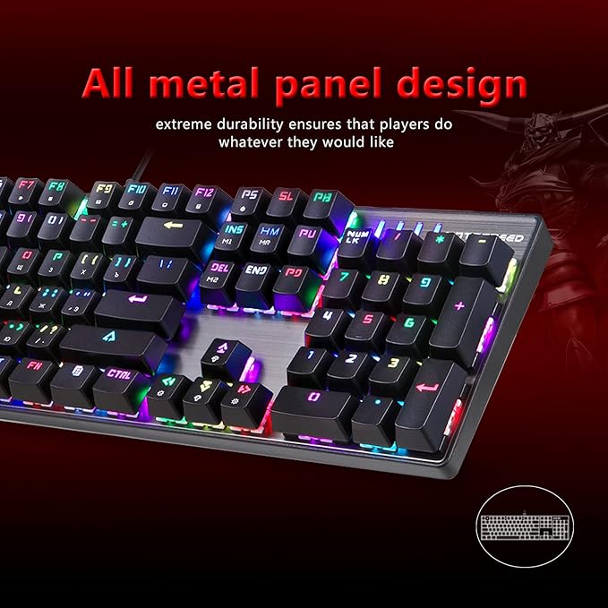 MOTOSPEED CK104 RGB LED Backlit Wired Mechanical Gaming Keyboard, 104 Keys Hot-Swap Mechanical Keyboard w/Aluminum Base, Upgraded Socket and Noise Absorbing Foams, Soft Tactile Red Switch ﻿