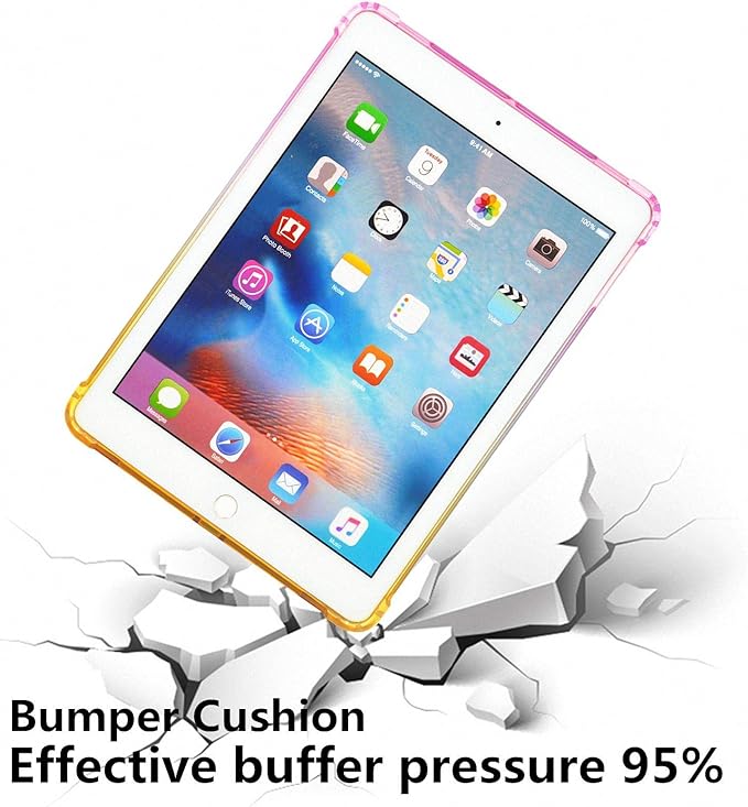Translucent Frosted TPU Back Case for Apple iPad Air 3 (3rd Gen) 10.5" 2019 and iPad Pro 10.5" (2017) Gradient Color Impact Resistant Corner Protection Shockproof Cover, Pink & Yellow