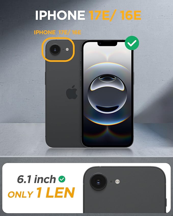 Miracase for iPhone 17e Case & iPhone 16e Case, Full-Body Phone with Built-in Glass Screen Protector, [Magnetic with MagSafe] Military Drop Proof 17 E/ 16 E Cover Bumper 6.1 inch, Clear Black
