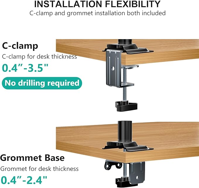 WALI Laptop Desk Mount for 17 inch Notebook, Adjustable Single Monitor Arm with Laptop Holder for 32 inch Screen, Laptops Stand with Ventilated Tray, Up to 22 lbs, (M00LP), Black