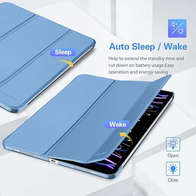 ProCase for iPad Pro 11 Inch Case 2022/2021/2020/2018(4th/3rd/2nd/1st Generation), iPad Pro 11" Slim Stand Hard Back Cover Shell Smart Folio Compatible with Pencil/Support Auto Wake/Sleep -Blue