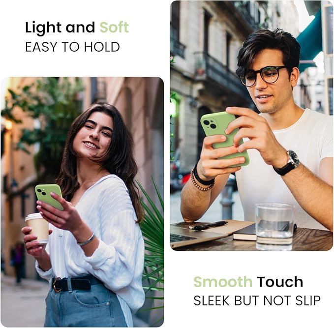 FireNova Designed for iPhone 14 Case, Silicone Upgraded [Camera Protection] Phone Case, Soft Anti-Scratch Microfiber Lining Inside, 6.1 inch, Tea Green