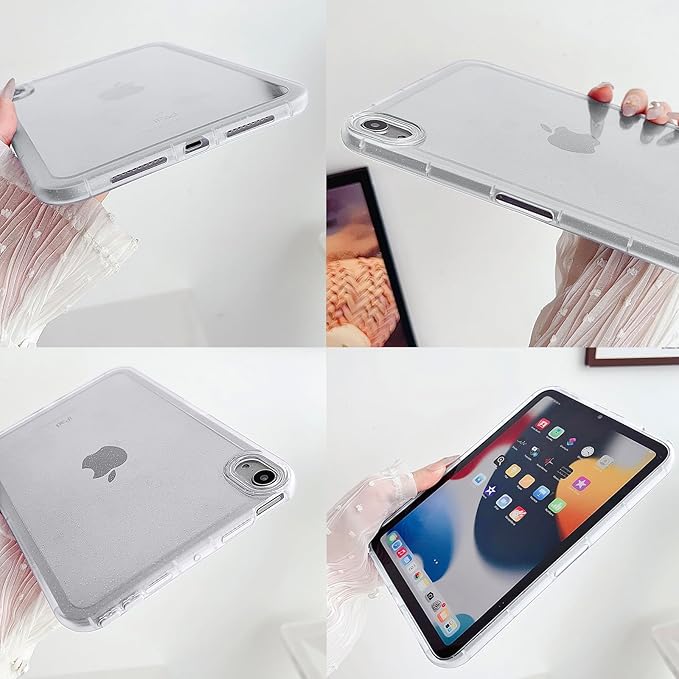 Case for iPad mini 7 A17 Pro 2024/ iPad mini 6 2021, Glitter Clear Soft TPU Back Shockproof Bling Sparkly Silicone Lightweight Thin Cover Mini 7th/6th Generation 8.3 inch, White