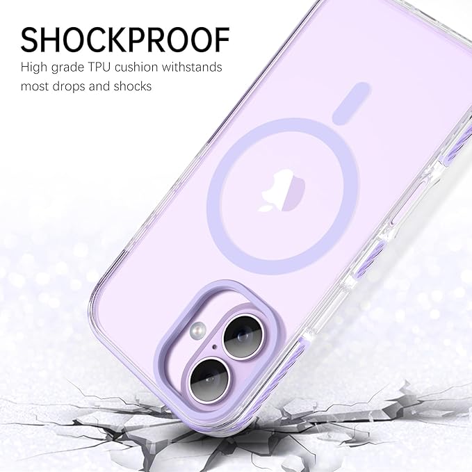 BENTOBEN Magnetic for iPhone 17 6.3" Case, Compatible with Magsafe Military Shockproof Protective Bumper Cute Transparent Slim Anti-Yellowing Women Girl Men Phone Case for iPhone 17 Cover,Clear Purple