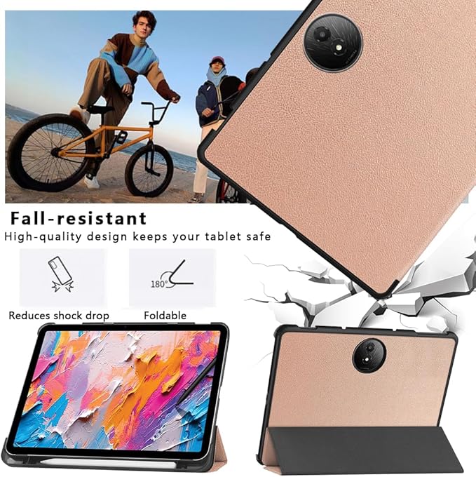 [NSFN] for TCL NXTPaper 11 Plus Tablet Case,TCL Tablet 11.5Inch Case, Ultra Thin, Protective Case, Trifold, Magnetic Closure, Stand, Shockproof, Ultra Lightweight, with Pencil Holder, Rose Gold