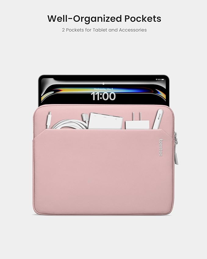 tomtoc 11 Inch Tablet Case Sleeve for 2026 iPad Air M4&M3, 2025 iPad Pro M5/M4, iPad (A16), Galaxy Tab S11/A11+, Fits Magic Keyboard and Smart Keyboard Folio