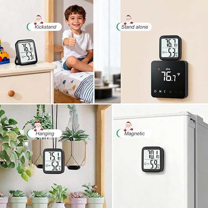 Antonki 2 Pack Room Thermometer for Home, Hygrometer Indoor Humidity Meter Gauge, Digital Temperature and Humidity Monitor Sensor for House, Terrarium, Incubator, Greenhouse - Battery Included