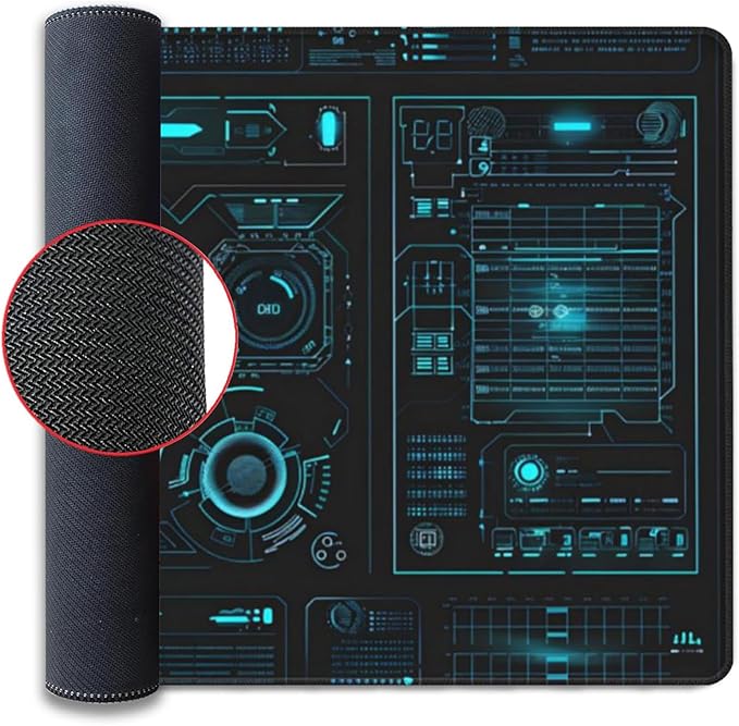 Large Extended Gaming Mouse Pad, (48" x 24") Big Desk Matt for Desktop, Waterproof Computer Keyboard Mat for Esports Pros/Gamer/Desktop/Office/Home-Cyberpunk Black and Blue