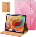 DTTO for iPad Pro 13 inch Case (M5/M4) 2025/2024, Premium Leather Business Folio Stand Cover with Pencil Holder - Auto Wake/Sleep & Multiple Viewing Angles, Built in Hand Strap & Pocket, Polygons