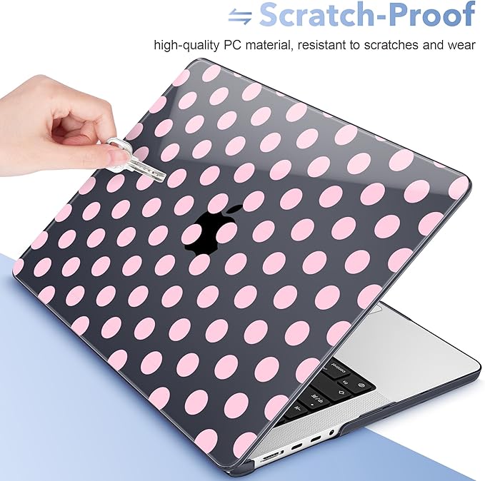 May Chen for 2026 MacBook Pro 14-inch M5 M4 M3 M2 M1 Pro/Max Chip, Release 2026 2025-2021, Model A3427 A3426 A3434 A3112 A3401 A3185, Plastic Hard Shell with Keyboard Cover, Pink Dots