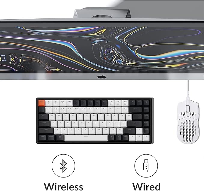 Keychron K2 Wireless Bluetooth/USB Wired Gaming Mechanical Keyboard, Hot-swappable 75% Layout 84 Keys RGB LED Backlight, Aluminum Frame for Mac Windows, Gateron G Pro Brown Switch, Version 2