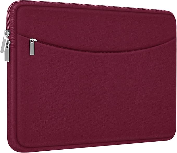 Laptop Sleeve 14 inch, Shockproof Protective Laptop Cover Briefcase Carrying Computer Bag with Accessory Pocket Portable Computer Sleeve for 14" MacBook, HP, Dell, Lenovo, Acer, Wine Red