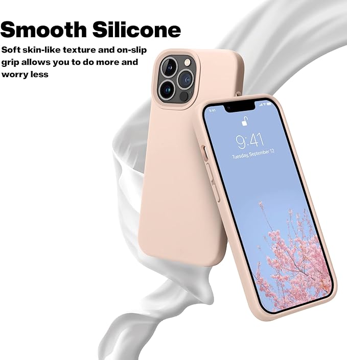 OTOFLY Designed for iPhone 13 Pro Max Case, Silicone Shockproof Slim Thin Phone Case for iPhone 13 Pro Max 6.7 inch (Pink)