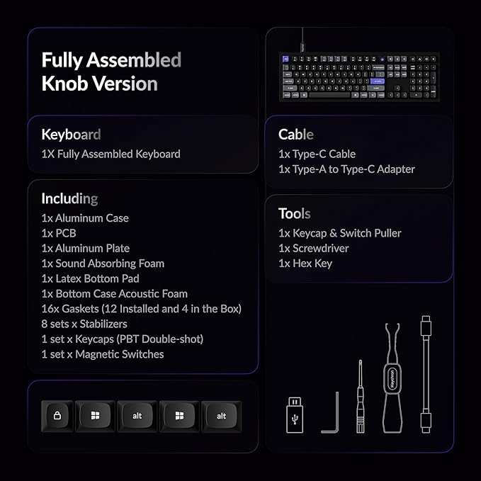 Keychron Q6 HE Wired Hall Effect Keyboard, Rapid Trigger Magnetic Switch Keyboard Hot Swappable, 8000 Hz Polling Rate Full-Size Layout Aluminum, Custom RGB for Mac Windows Linux - Black
