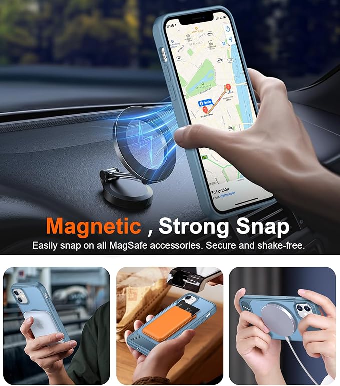 Magnetic Compatible with iPhone 11 Phone Case, [Built-in Invisible Kickstand][Compatible with MagSafe] [Military Grade Shockproof] Slim Translucent Matte Phone Case for iPhone 11 6.1"