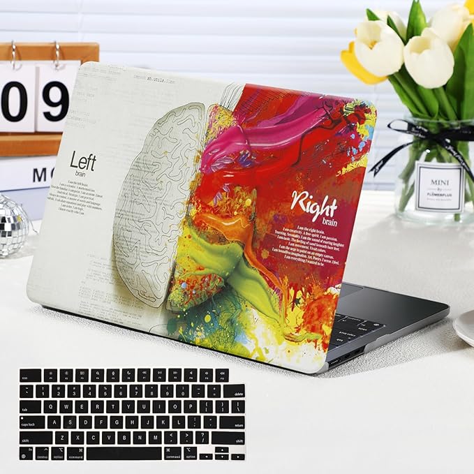 Funut for MacBook Air 13 inch Case M5 M4 M3 M2 2026 2025-2022 A3449 A3240 A3113 A2681, Funut Plastic Laptop Hard Shell Case & Keyboard Cover for M2 M3 M4 M5 MacBook Air 13 inch, Left Right Brain