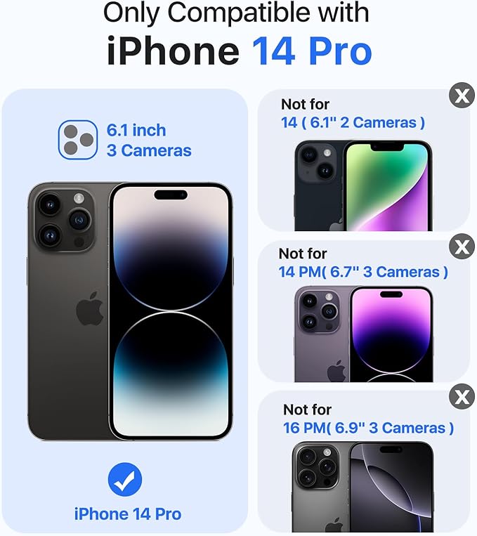 Magnetic for iPhone 14 Pro Case,[Compatible with MagSafe][Military-Grade Drop Protection][Anti-Yellowing] Shockproof Protective Translucent Matte Cover for iPhone 14 Pro Phone Case,Sky Blue