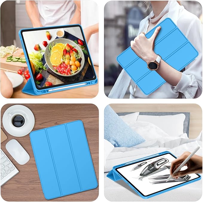 iMieet iPad Pro 13 Inch Case (M5/M4) 2025/2024 with Pencil Holder, Trifold Stand Smart Case with Soft TPU Back, Auto Wake/Sleep (Ocean Blue)