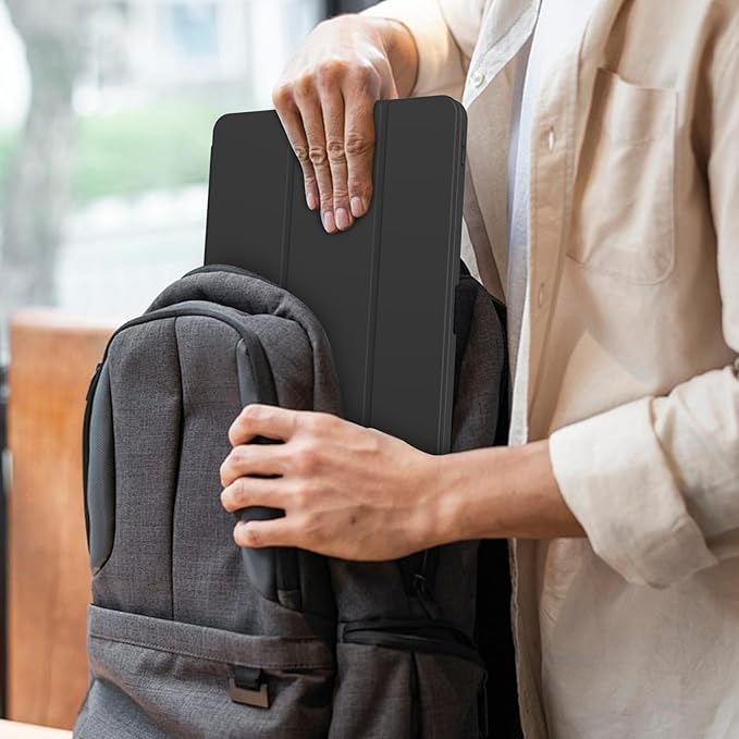 for iPad Pro 12.9 Inch Case 6th/5th/4th Generation (2022/2021/2020) with Pencil Holder, Smart Stand Cover with Soft TPU Back for iPad Air 13 inch Case, Auto Sleep/Wake, Black