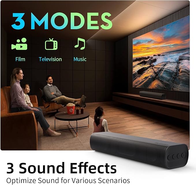 Sound Bars for TV 16-inch, Cinematic TV Sound Bar with Impactful Bass, Bluetooth Soundbar for TV with Remote Control, Wall Mountable TV Speakers Sound Bar Work with Traditional or Smart TV