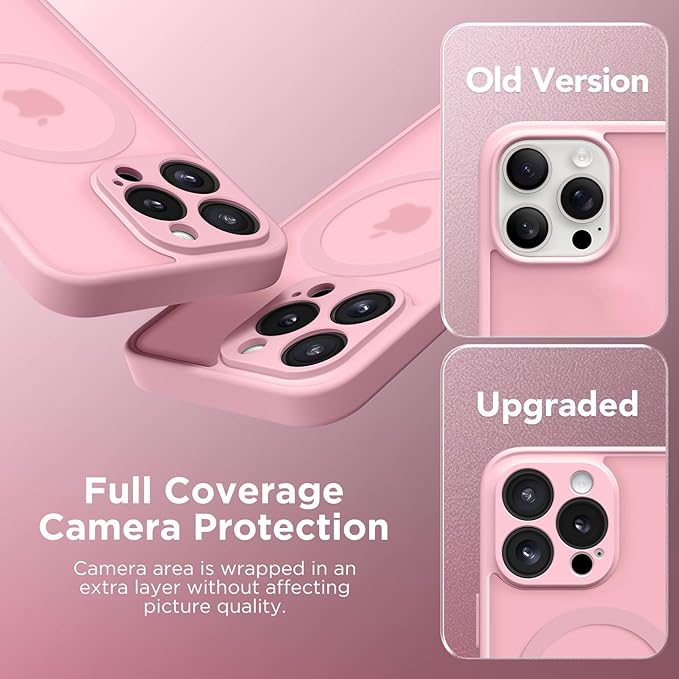 CAPRARO Magnetic for iPhone 13 Pro Case, [Compatible with MagSafe] [Full Camera Protection] Shockproof Protective Slim Translucent Matte Phone Case for iPhone 13 Pro 6.1'', Peach Pink