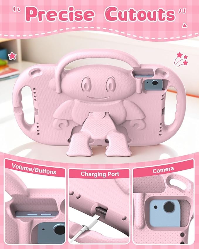 Kids Case for iPad A16 11" 2025 (11th Gen) & 10th Generation 10.9" 2022 & iPad Air 11" M3/M2 & Air 5th/4th Gen & Pro 11, Durable Shockproof Cover with Shoulder Strap Handle Stand, Light Pink