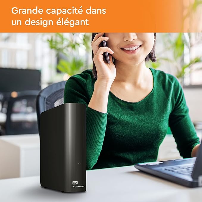 Western Digital 12TB Elements Desktop External Hard Drive, USB 3.0 drive for plug-and-play storage - WDBWLG0120HBK-WESN