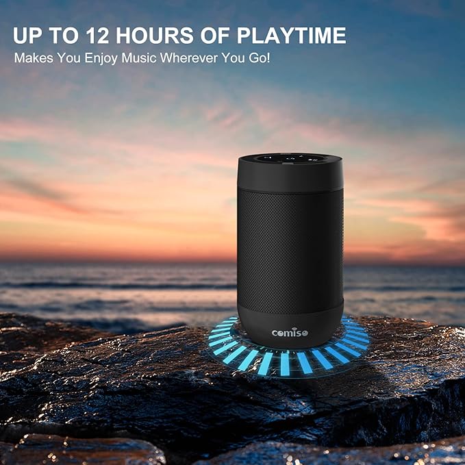 comiso Bluetooth Speaker, Portable Bluetooth Speakers with Wireless Stereo Pairing, Built in Mic, 360° HD Sound,IP65 Waterproof Speaker,Support TF Card, for Home/Party/Outdoor/Beach,Gift For Men/Women