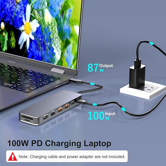 USB C Docking Station with M.2 NVMe SSD Enclosure 10Gbps, 9 in 1 USB-C Hub, Type C SSD Slot with 4K@60Hz HDMI, USB 3.2 Gen2, PD100W, SD/TF Card Reader, Laptop Docking Station for Dell/HP/Lenovo/Mac