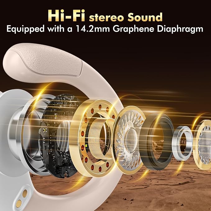 HAOYUYAN Wireless Earbuds, Sports Bluetooth Headphones, 80Hrs Playtime Ear Buds with LED Power Display, Noise Canceling Headset, IPX7 Waterproof Earphones for Workout/Running (Camel)