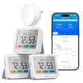 GoveeLife WiFi Thermometer Hygrometer, 5-in-1 Temperature and Humidity Monitor with Weather Station, Remote Sensor, Large LCD Display, Indoor Thermometer for Home Baby Room Greenhouse 3-Pack