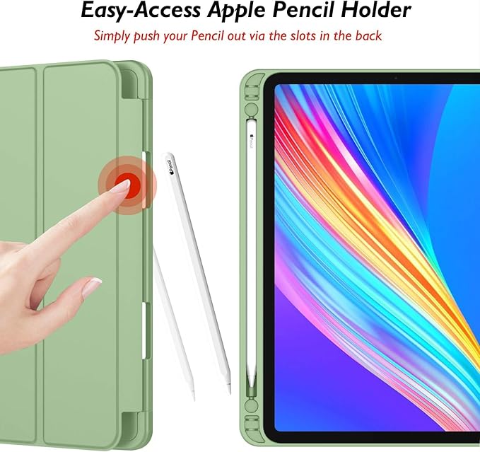 iMieet iPad Pro 13 Inch Case (M5/M4) 2025/2024 with Pencil Holder, Trifold Stand Smart Case with Soft TPU Back, Auto Wake/Sleep (Matcha Green)