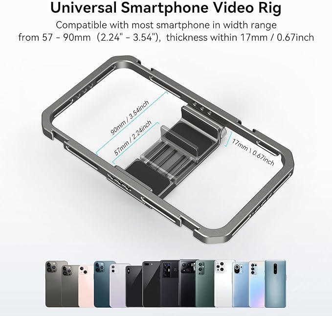 SmallRig Universal Smartphone Video Rig for iPhone 17 16 15 14 for Samsung, Filmmaking Vlogging Rig Aluminium Alloy Phone Video Cage Grip with Cold Shoe Mount for Videomaker Videographer